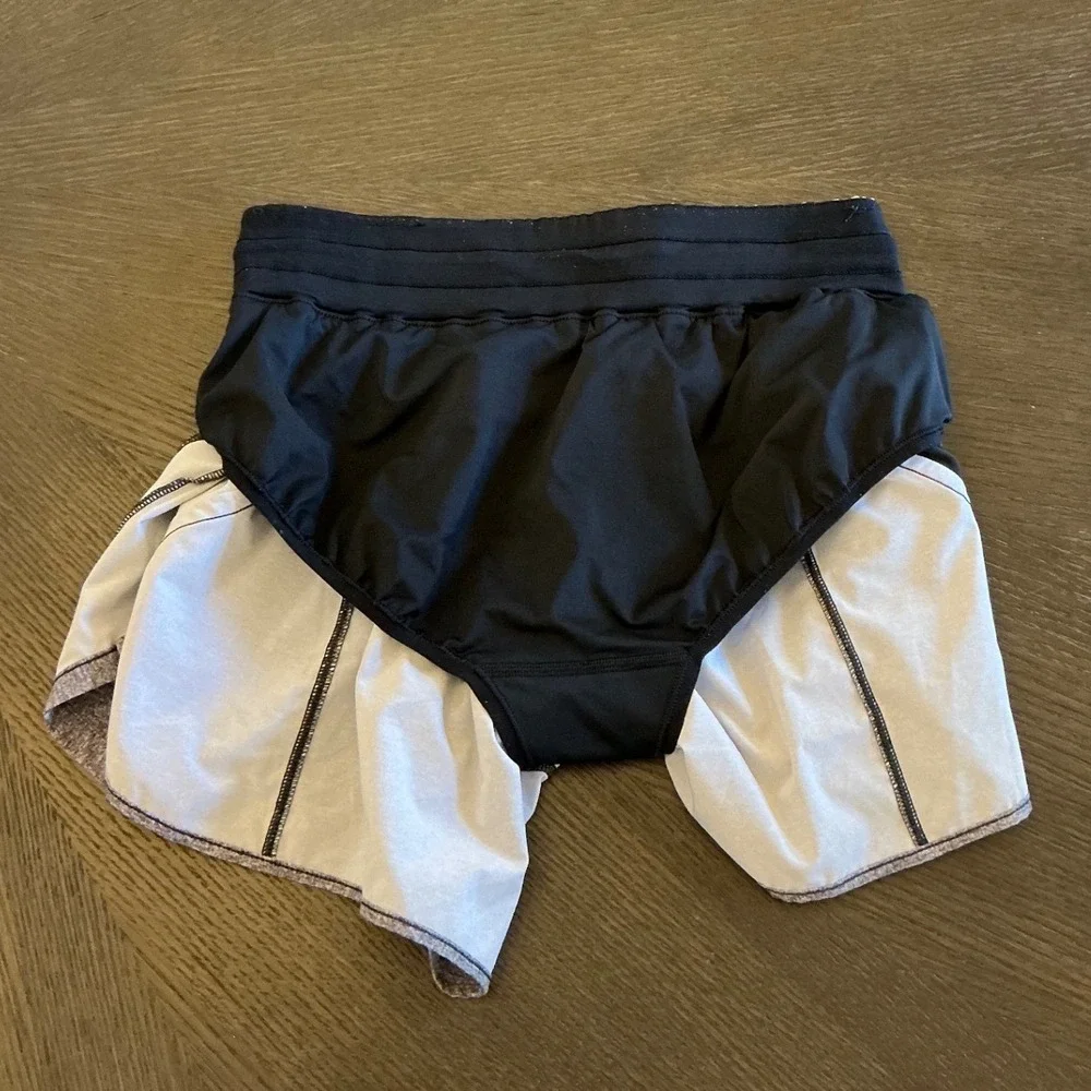 Lululemon Run Speed Shorts Womens 8 Heathered Gray Black Lined 2.5
